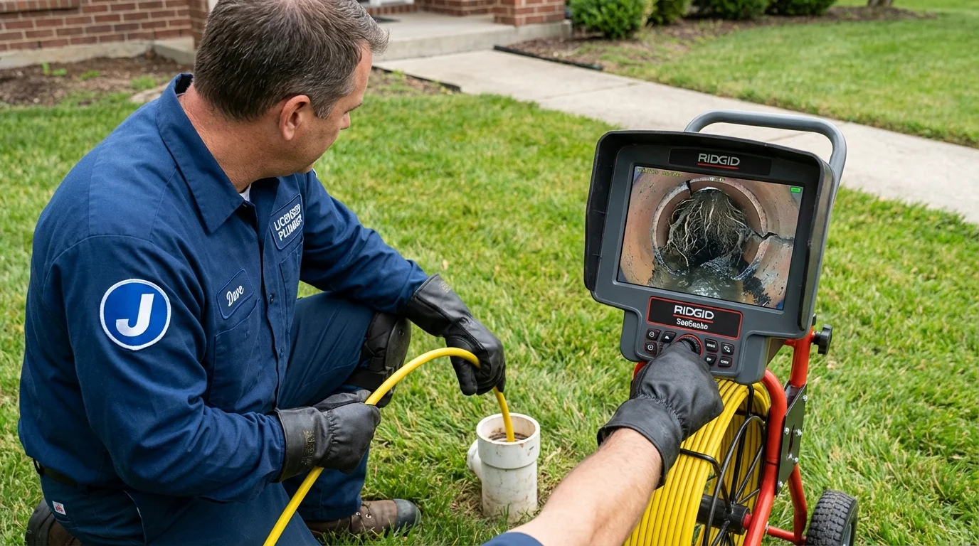 Sewer camera inspection being performed by Johns Plumbing LLC in Bement
