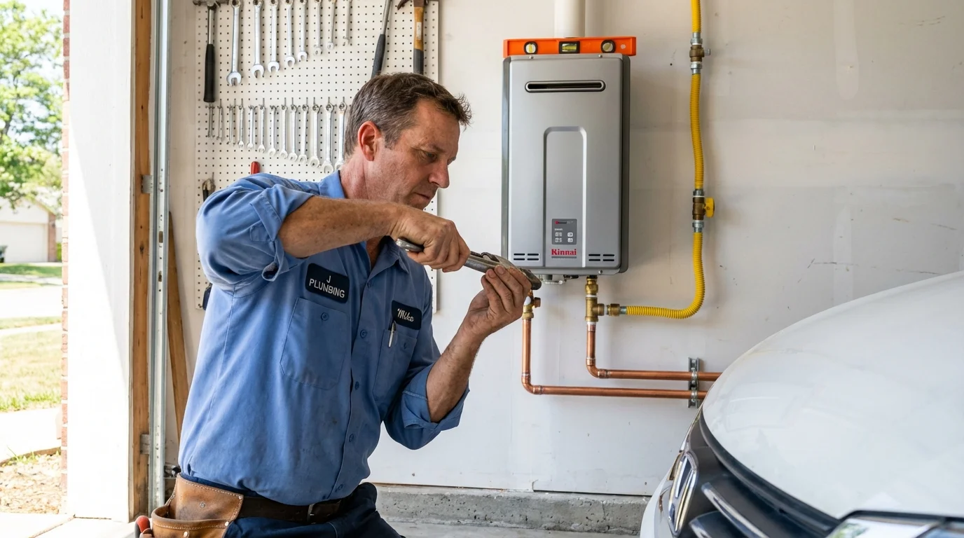 Tankless water heater installation by a Johns Plumbing LLC plumber in Bement